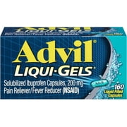 Advil Liqui-Gels Pain Reliever and Fever Reducer, Pain Medicine for Adults with Ibuprofen 200mg for Headache, Backache, Menstrual Pain and Joint Pain Relief - 160 Liquid Filled Cap