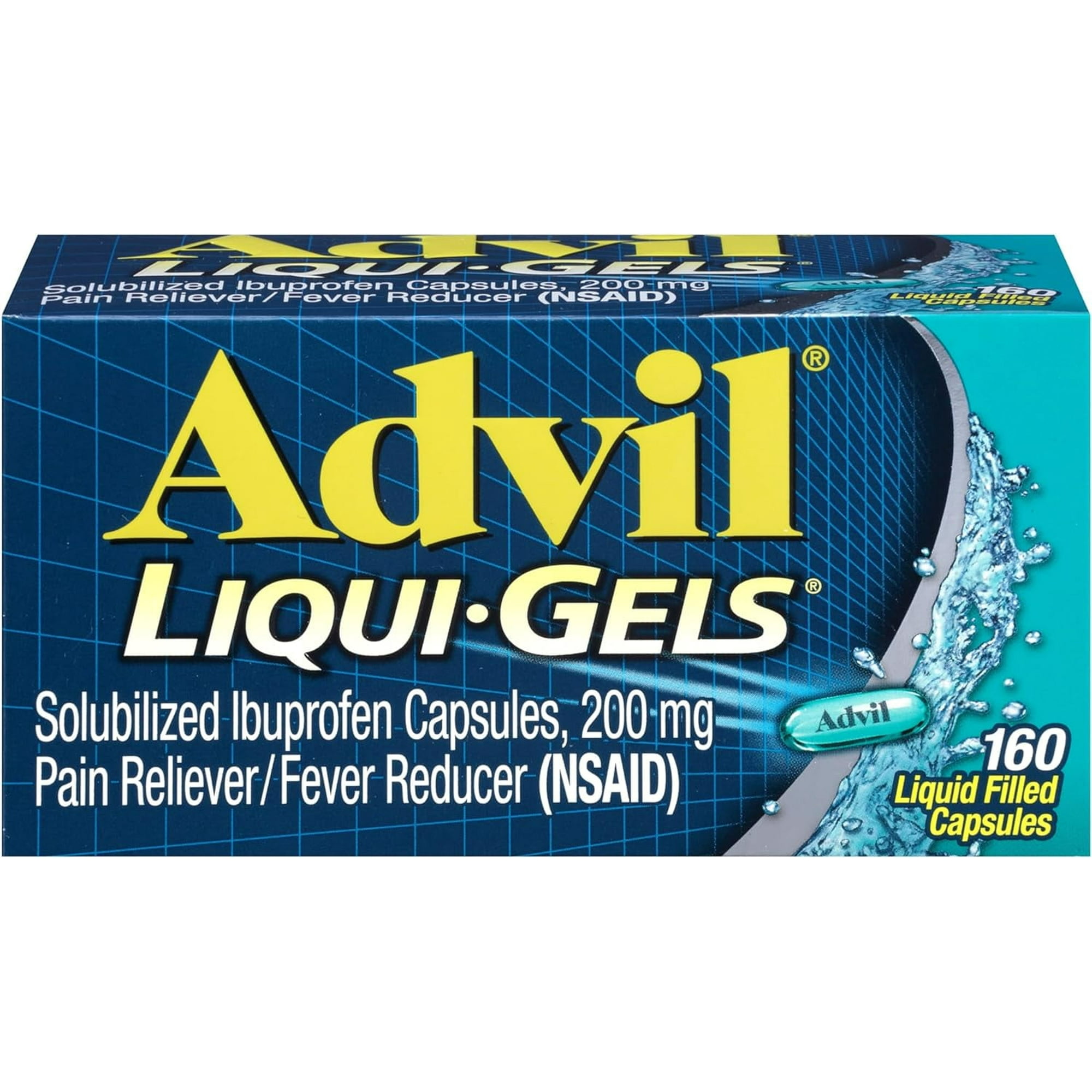 Advil Liqui-Gels Pain Reliever and Fever Reducer, Pain Medicine for Adults with Ibuprofen 200mg for Headache, Backache, Menstrual Pain and Joint Pain Relief - 160 Liquid Filled Cap