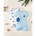 thumbnail image 2 of KIMI BEAR Newborn Baby Boys Romper 6-12 Months Summer Clothing 2 Packs Short Sleeves Bodysuit Elephants Print One Piece Jumpsuits Clothes Multicolor, 2 of 9