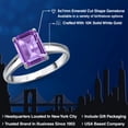 thumbnail image 2 of Gem Stone King 10K White Gold Purple Amethyst Engagement Ring for Women | 2.50 Cttw | Emerald Cut 9X7MM | Gemstone February Birthstone | Size 6, 2 of 6