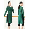 thumbnail image 3 of Women Classic Dance Body Rhyme Dance Training Service Mesh Dress Long Sleeve Yoga Dress, 3 of 7