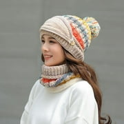 3-Piece Fleece-Lined Winter Hat, Scarf, and Mask Set Beige