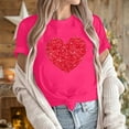thumbnail image 6 of ICHUANYI Women's Shirts Fashion Casual Crew Neck Short Sleeve Tops Heart Print T-shirt Cloth New Trending, 6 of 6