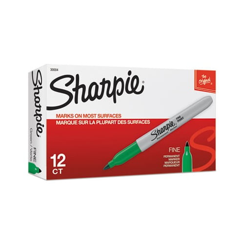 Fine Tip Permanent Marker Green, Dozen