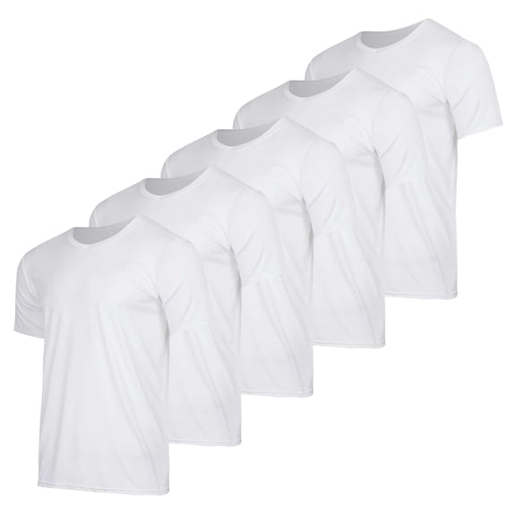 Real Essentials 5 Pack: Men’s V-Neck Dry-Fit Moisture Wicking Active Athletic Tech Performance T-Shirt