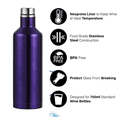 thumbnail image 3 of Stainless Steel Triple Insulated Double Walled Wine Bottle Vacuum Flask Canteen Aerator Gift Accessory, 3 of 5