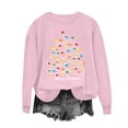 thumbnail image 3 of Juebong Holiday Funny Graphic Tops for Women Family Christmas Tree Santa Lights Print Pullover Crewneck Long Sleeve Shirts Lightweight Matching Sweatshirt, 3 of 5