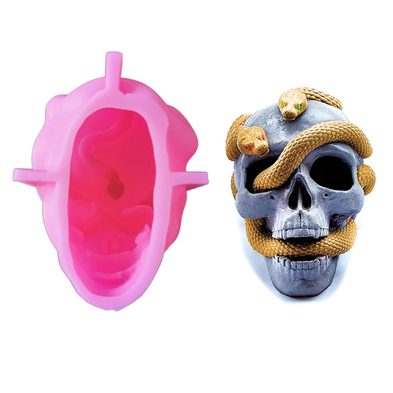 3D Skull Mold Silicone for DIY Craft Mould Plaster Resin Model Ice Cake Molds