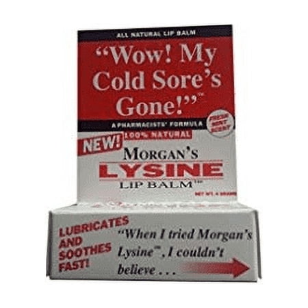 Morgans Lysine Medicated Lip Balm Lubricates & Soothes Fast 0.17 oz, Pack of 4