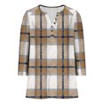thumbnail image 6 of Qulqfy Women Tops Plus Size Tunic Spring 3/4 Length Sleeve Shirts Yellow Fall Dressy Casual Henley Tops Fall Blouses for Women L, 6 of 6