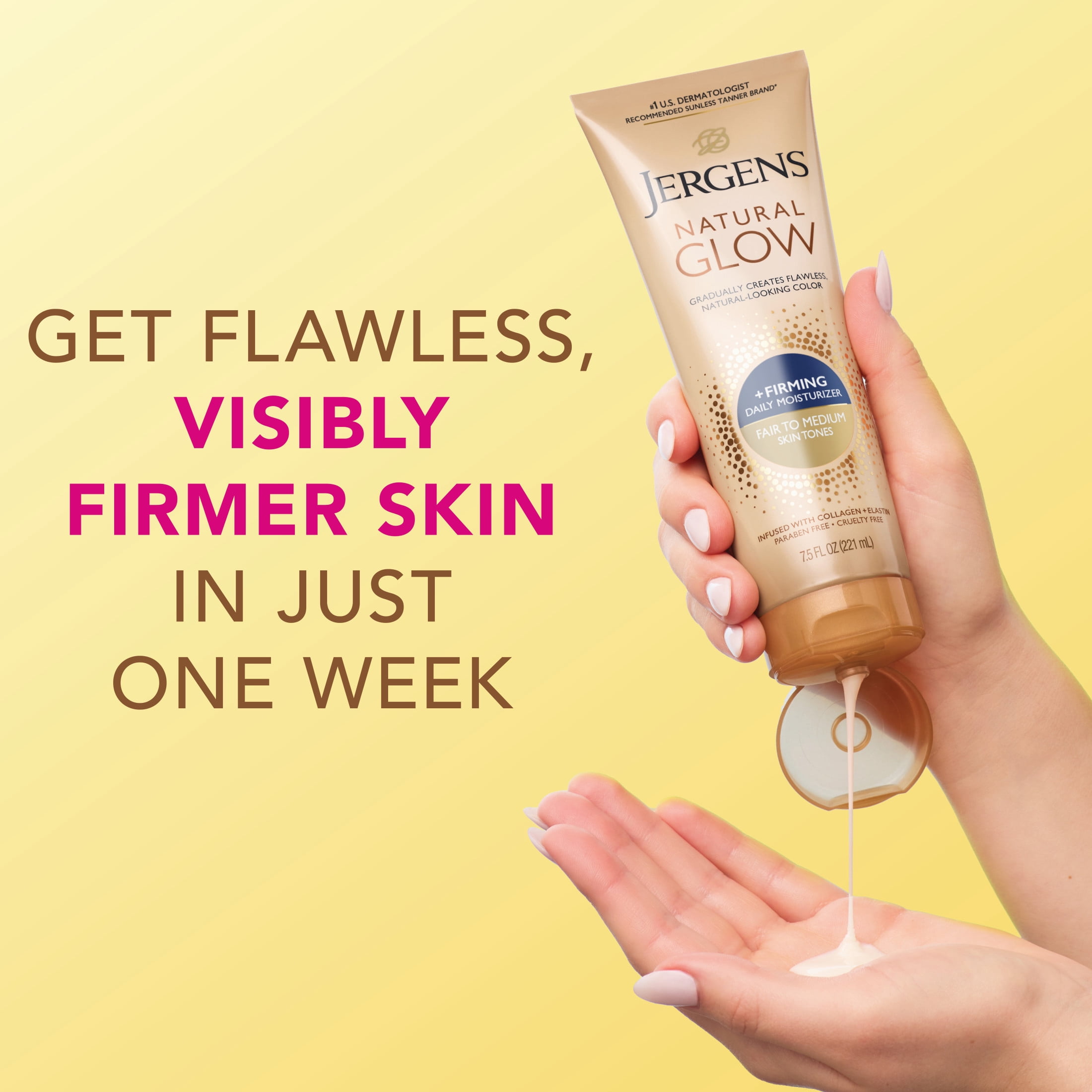 (2 pack) Jergens Natural Glow Firming Self Tanner Daily Moisturizer, Fair to Medium, 7.5 Fl Oz