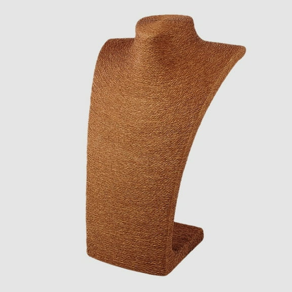 2pcs Stereoscopic Necklace Bust Displays PU Mannequin Jewelry Displays Covered by Rattan Coffee 195x115x223mm