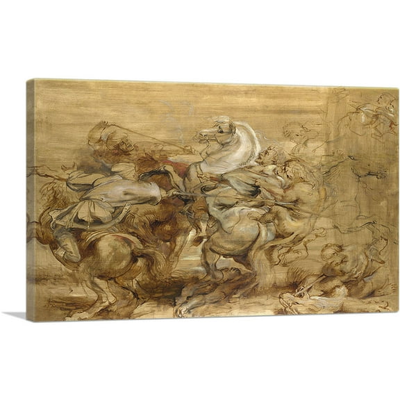 ARTCANVAS Sketch for the Lion Hunt 1615 Canvas Art Print by Peter Paul Rubens - Size: 26" x 18" (0.75" Deep)