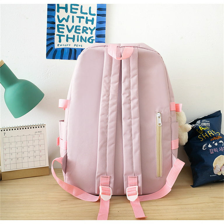 Classic Diamond School Backpack for Girls Backpack Cute Bookbag Kawaii School Bag Anime College Backpack for Teen Girls (Pink)