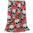 thumbnail image 2 of Bingfone Skull And Roses Print Flannel Fleece Blanket Throw Blanket For Bed,Sofa,Couch,Travel,Camping(50"X40"), 2 of 9