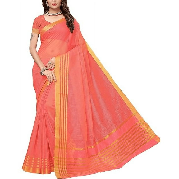Accessorize Kingdom Women's Kota Doria Saree With Blouse Piece