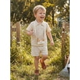 thumbnail image 6 of BemeyourBBs Toddler Baby Boy Summer Clothes 2 Pieces Outfits Textured Plaid Short Sleeve Button Down UP Collar Shirts Pockets Shorts Set, 6 of 9