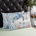 thumbnail image 4 of Ocean Turtle Throw Pillow Covers, Coral Vintage Blue Shell Coastal Conch Soft Breathable Pillow Cases with Invisible Zipper for Sleeping, King Size Pillowcases for Couch Bed Sofa Chair 20x36 Inches, 4 of 6