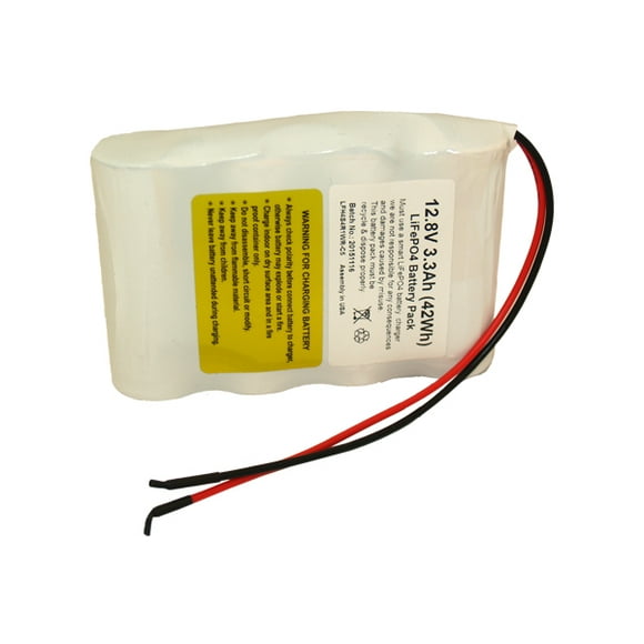 12.8 Volt LiFePO4 Battery Pack with Leads (3300 mAh)