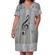 thumbnail image 3 of Vestido holgado con bolsillo, estilo vintage, con notas musicales negras, clave de sol y madera gris. Ropa estética., 3 of 7