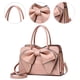 thumbnail image 4 of Bolso de hombro con diseño de lazo bolso de moda de cuero PU bolso informal para mujer color rosa, 4 of 6
