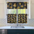 thumbnail image 3 of Kitchen Curtains 24 Inch Short - 3 Panel Set, Boho Sunflower Butterfly Floral Print, Rod Pocket Window Curtain for Rustic Farmhouse, Country Vintage Summer Decor, Easy Wash, 3 of 6