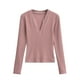 thumbnail image 2 of Camisas para mujer,Sudadera con estampado de moda para mujer, blusa informal de manga larga con cuello en V, suave imitación de rayón, para uso diario, sopatenor, 2 of 8