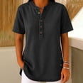 thumbnail image 2 of Denim Shirt Women Trendy Button Down V Neck Jean Tops 3/4 Sleeves Lightweight Soft Shirts Smart Casual Blouses Cowboy Western Tops Office Work Irregular Hem Tunic Tops, 2 of 6