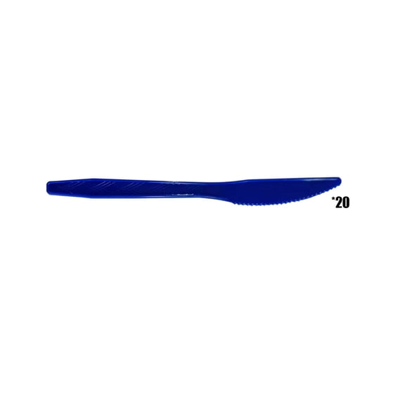 geerera 20Pcs Blue Knives, Independence Day Disposable Cutlery Sets, Blue Plastic Cutlery for Memorial Day, Flag Day, 4th of July, Veteran's Day