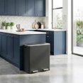 thumbnail image 2 of SONGMICS Trash Can, 2 x 8 Gallon (2 x 30 L) Garbage Can for Kitchen, with 15 Trash Bags, 2 Compartments, Plastic Inner Buckets and Hinged Lids, Airtight, Black ULTB60BK, 2 of 8