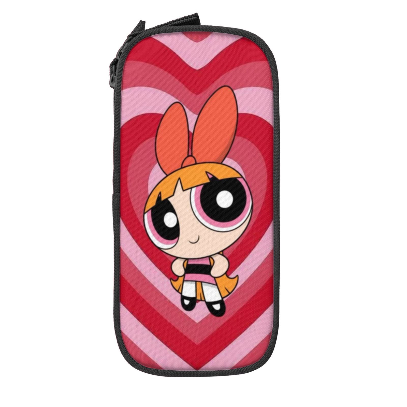 The Powerpuff Gi-rls Pencil Case Large Capacity Pencil Pouch Pen Bag Office Stationery Organizer Travel Makeup Bag Black