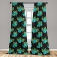 thumbnail image 5 of Ambesonne Tropical Curtains, Exotic Leaves and Plumeria, Pair of 28"x84", Charcoal Grey Multicolor, 5 of 5