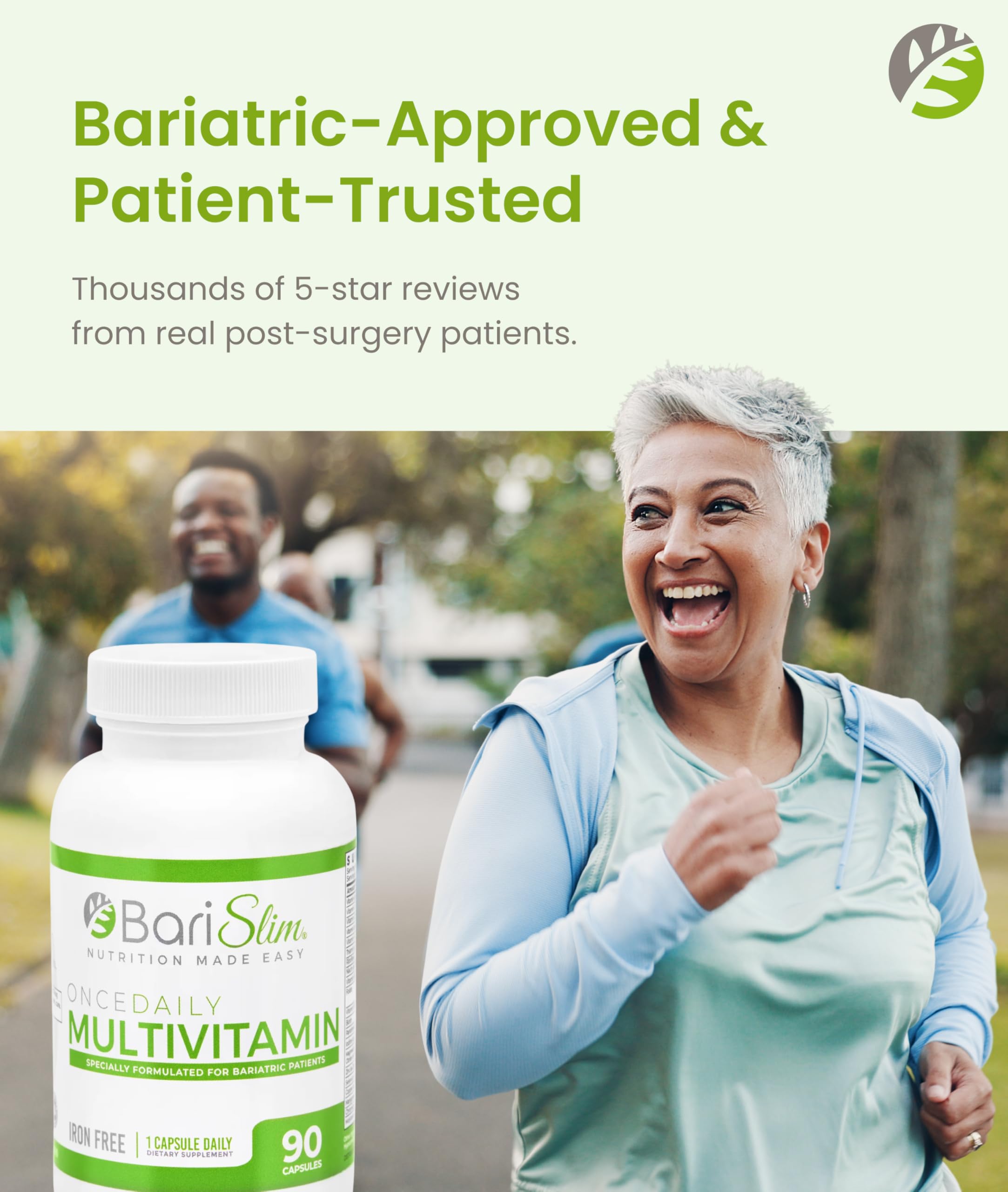 BariSlim Once Daily Multivitamin Capsules, 90 Count, Iron-Free for Energy & Immune Support, Adults, Unisex