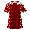 thumbnail image 7 of VgaVtl Short Sleeve T-Shirt for Women Summer Women Plus Size Tops Holiday Ruffles Elegant Polka Dots Casual Loose Shirts,Red M, 7 of 7