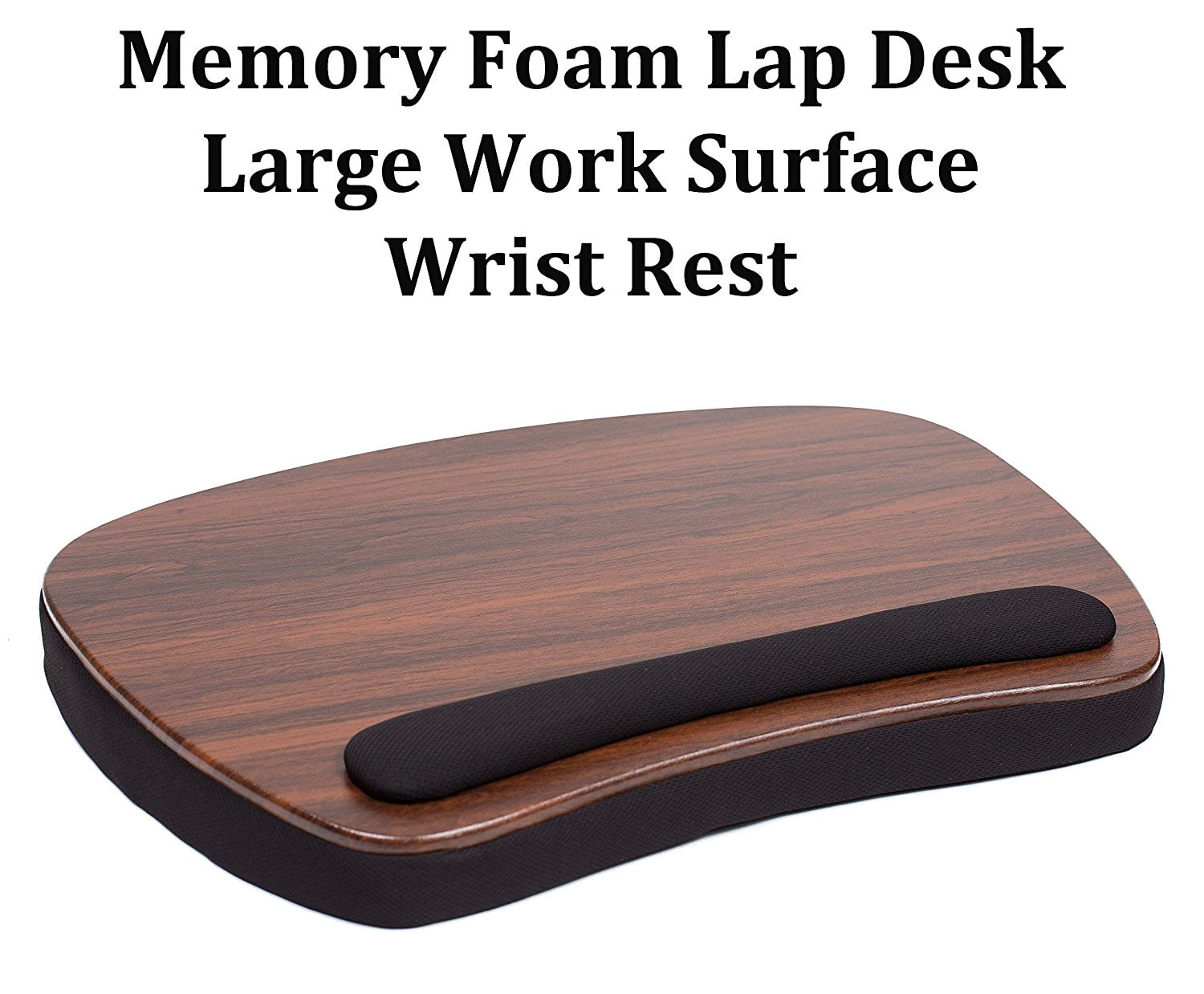Sam Oversized Memory Foam Lap Desk with detachable USB Light and Tablet Slot Sofia Black | Supports Laptops Up To 20 Inches