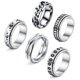 thumbnail image 4 of De Anillos Giratorios De Acero Inoxidable Para Mujeres Y Hombres, Anillos De Ansiedad, Anillos De Banda De Luna Y Estrella, Conjunto De Anillos De Promesa De Boda Para Aliviar El Estrés 5 Uds Advancent AP006629-06, 4 of 6