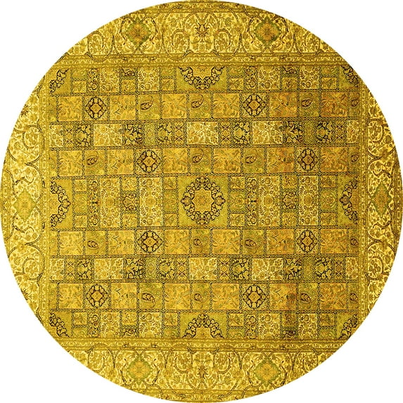 Ahgly Company Indoor Round Persian Yellow Traditional Area Rugs, 8' Round