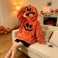 thumbnail image 4 of Orange Halloween Pumpkin Onesie Pajamas Polyester 2026 3D Print Hooded Zip up Jumpsuit Stretchy Pajamas Unisex Scary Party Costume L, 4 of 5