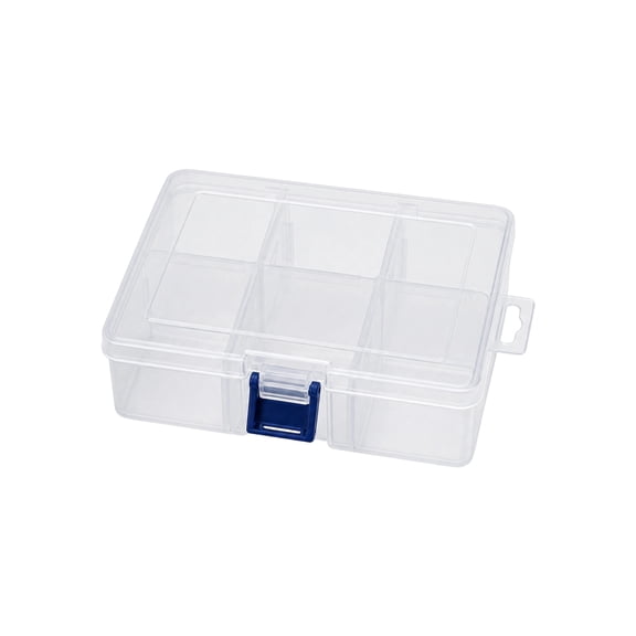 Clear Plastic Storage Box 6 Compartment with Lid for Small Craft and Jewelry Supplies