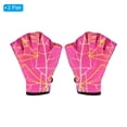 thumbnail image 3 of Unique Bargains Gants de Natation Aquatiques Impression Résistance à l'Eau Gants d'Entraînement Rose Rouge 2paires, S, 3 of 7