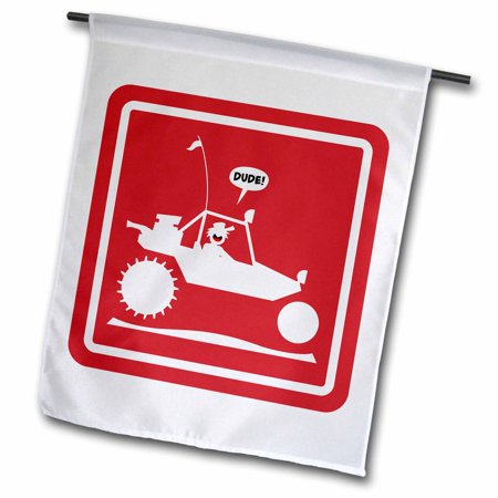 3dRose a sand rail, a stickman and the dunes on a red sign - Garden Flag, 12 by 18-inch