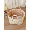 thumbnail image 2 of Vintage Green Toile Quilted Storage Basket with Handles - Large Fabric Organizer for Laundry, Toys, or Nursery - Soft Cream Base with Checkered Lining - Decorative Home Storage Solution C, 2 of 5