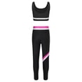 thumbnail image 4 of JanJean Girls Figure Skating Gymnastic Training Outfit Yoga Workout Suit Sleeveless U Neck Vest Top Black&Hot Pink 16, 4 of 7