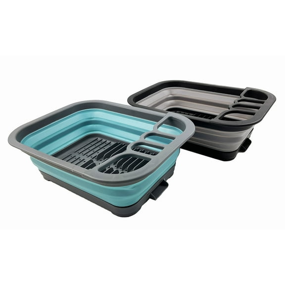 SAMMART 7.3L (1.9 Gallon) Collapsible Dish Drainer with Drainer Board - Foldable Drying Rack Set - Portable Organizer - Space Saving - pop up Storage