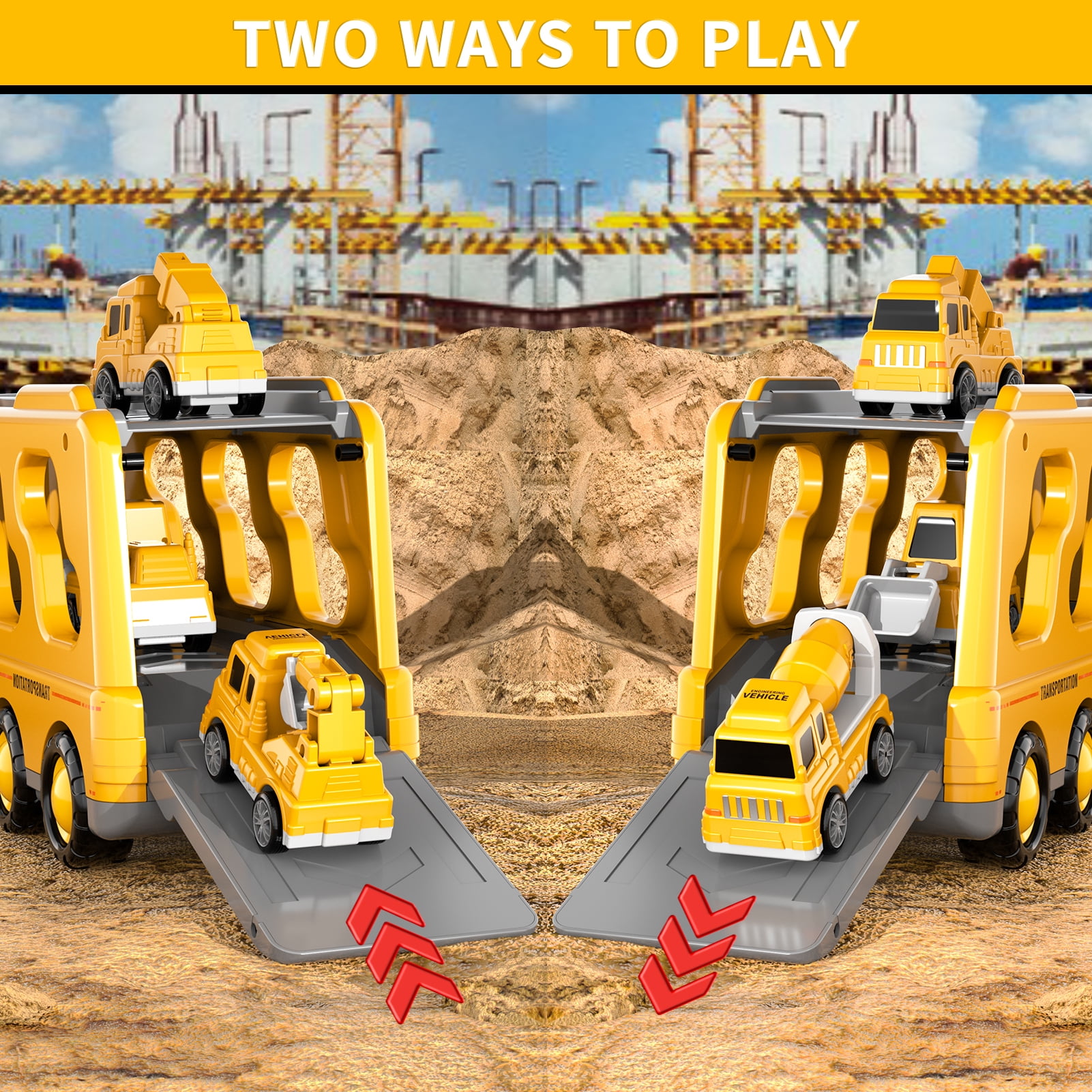 Lucky Doug Truck Toys for Kids Boys, Car Set Boys Toys Ages 2-5, Birthday Gift for 1 2 3 Years Boys