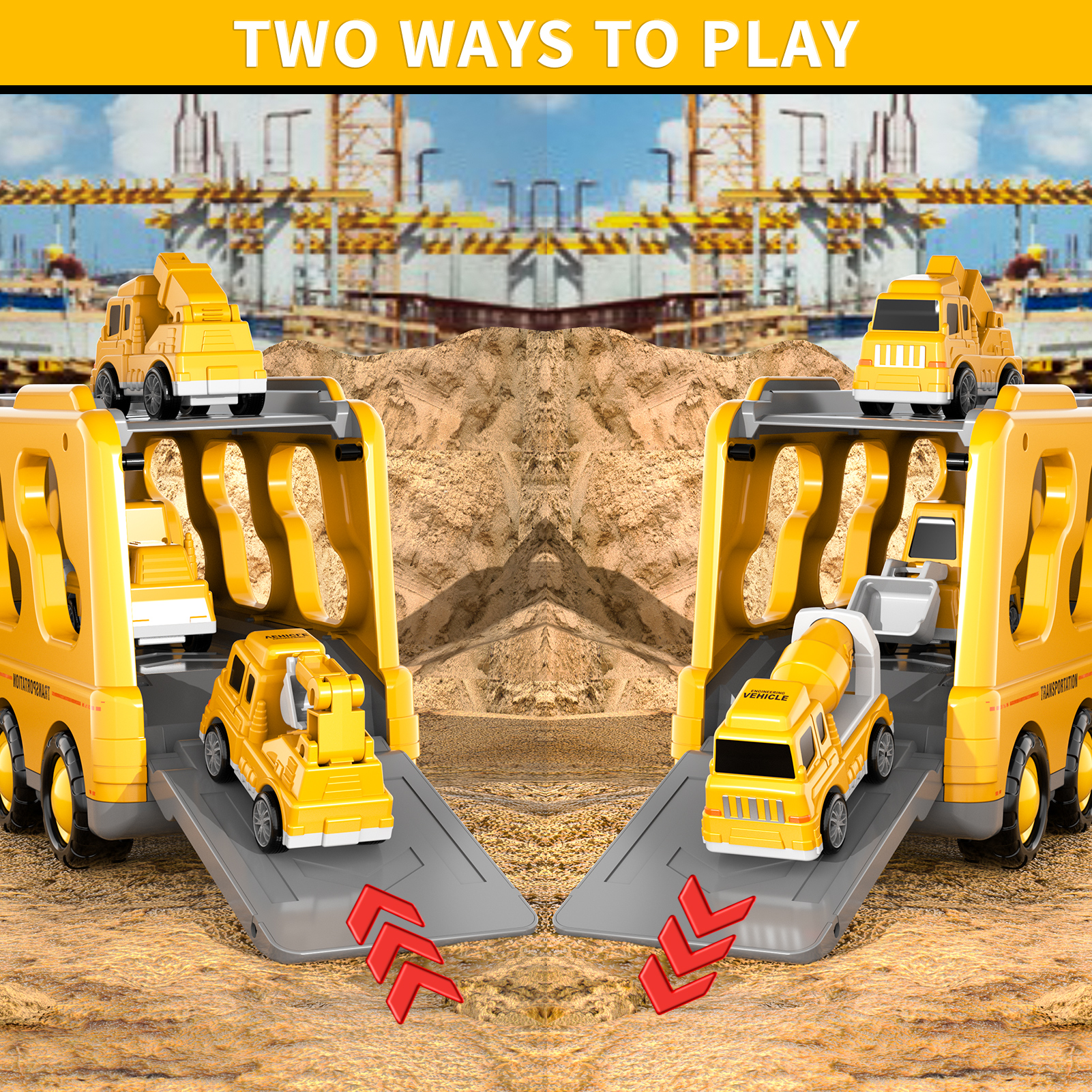 Lucky Doug Construction Truck 5-in-1 Vehicle Playset photo 4