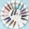 thumbnail image 4 of Nvzi Pendientes y aretes para hombre, pendientes de acero inoxidable con colgante hexagonal de una sola punta de cristal de piedra natural (color proteína), 4 of 5