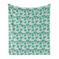 thumbnail image 1 of Acorn Soft Flannel Fleece Throw Blanket, Colorful Memphis Style Tropical Hipster Circles Monstera Leaves Minimalist, Cozy Plush for Indoor and Outdoor Use, 60" x 80", Sea Green and Rose, by Ambesonne, 1 of 5
