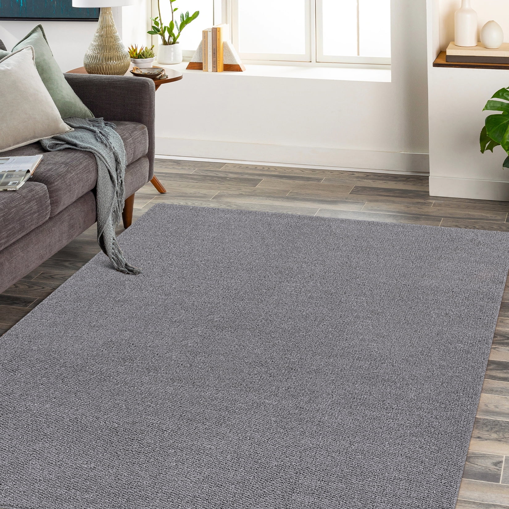 FairOnly 9'x12' Machine Washable Area Rugs for Living Room Modern Textured Ultra-Thin Soft Rugs for Family Room Nursery Neutral Grey Carpet