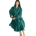 thumbnail image 2 of Defitshape Women's Fleece Bathrobe Ankle Bathrobes Fuzzy Plush Billowy Home Chic Chunky Fleece Long Fall Long Sleeve Bath Robe Green Small, 2 of 5